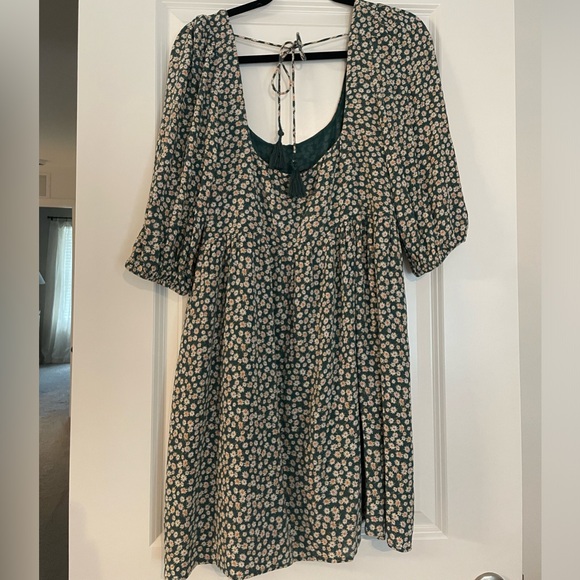 American Eagle Puff Sleeve Babydoll Dress | Green | M - Picture 5 of 7